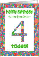 Grandson’s 4th Birthday with Bright Bubbly Pattern card