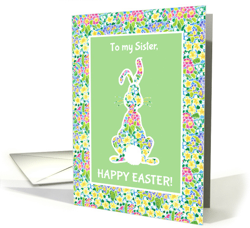 For Sister at Easter Cute Rabbit and Primroses card (1065195)