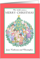 Custom Name Christmas Greeting with Carol Singers card
