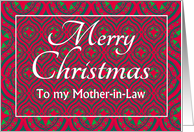 For Mother in Law at Christmas Festive Stars and Baubles Pattern card