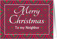 For Neighbor at Christmas Festive Stars and Baubles Pattern card