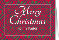 For Pastor at Christmas Festive Stars and Baubles Pattern card