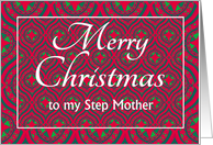 For Stepmother at Christmas Festive Stars and Baubles Pattern card
