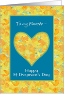 For Fiancee St Dwynwen’s Day Daffodils Heart Blank Inside card
