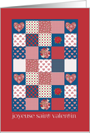 French Valentine’s Day, Hearts and Roses Patchwork card