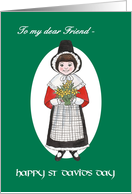 St David’s Day Card, for Friend, Welsh Costume card