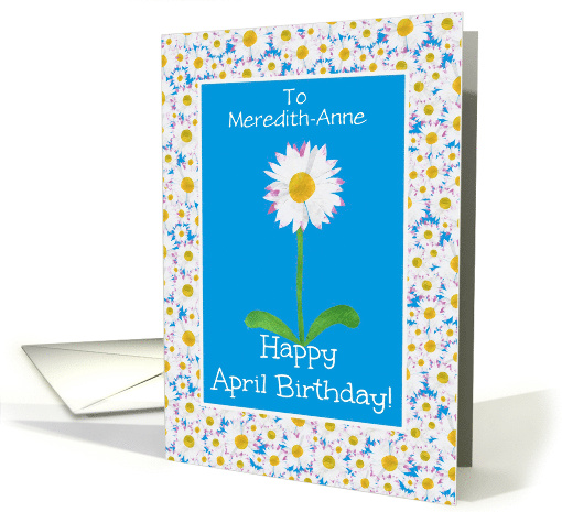 Custom Name April Birthday with Cute Daisy card (1269244)