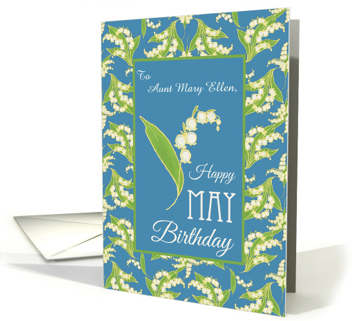 Custom Front May Birthday with Lilies on Blue card (1276664)