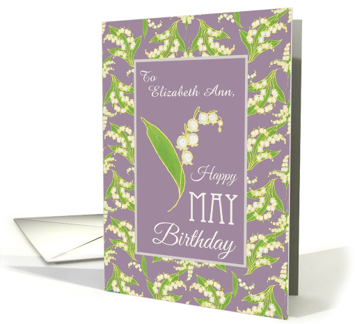 Custom Front May Birthday with Lilies on Mauve card (1276666)