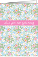 Birthday with German Greeting Pink Dog Roses Blank Inside card