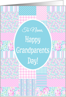 For Nana Grandparents Day Pink Roses Faux Patchwork card