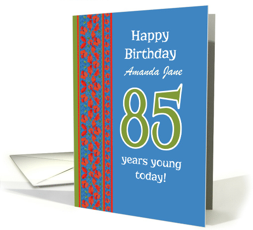 Custom Front 85th Birthday Red Field Poppies Border card (1313000)