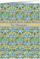 Custom Name Get Well with Blue Morning Glory Flowers Pattern card