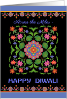 Diwali Greetings Across the Miles with Rangoli Pattern on Black card
