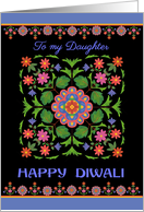 For Daughter Diwali Greetings with Rangoli Pattern on Black card