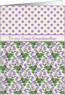 Violets, Polka Dots February Birthday Card, Great-Grandmother card