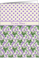Violets, Polka Dots February Birthday Card for Niece card