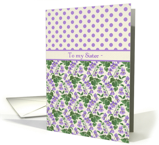Violets, Polka Dots February Birthday Card for Sister card (1361178)