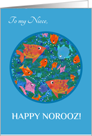 For Niece Norooz Greetings with Fun Fishes Swimming card