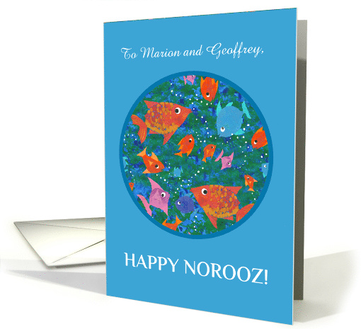 Custom Name Norooz Greetings with Fun Fishes Swimming card (1372642)