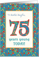 Custom Relation 75th Birthday with Retro Floral Print card