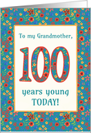 For Grandmother 100th Birthday with Pretty Retro Floral Pattern card