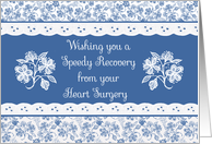 Get Well from Heart Surgery With Pretty Indigo Patterns card