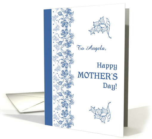 Custom Name Mother's Day with Indigo Blue Patterns card (1387592)