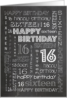 Chalkboard Sixteenth Birthday Card