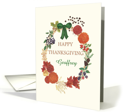 Custom Front Thanksgiving with Autumn Wreath card (1449912)