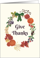 Thanksgiving Autumn Wreath Give Thanks card