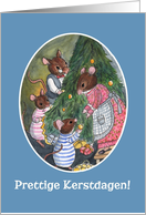 Christmas Tree with Dutch Greeting and Cute Mice Blank Inside card