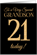 Grandson’s 21st Birthday with Chic Gold Lettering on Black card