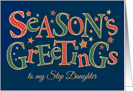 Season’s Greetings, for Step Daughter, Red, Green, White Polkas card