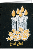 Christmas Candles and Holly, Norwegian Greeting card