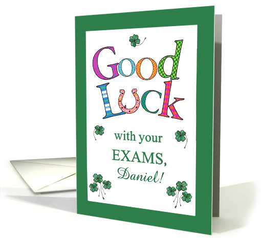 Custom Name Good Luck with Exams Clover and Horseshoe card (1544150)