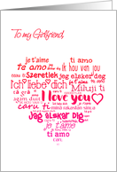 For Girlfriend on Valentine’s Day Multi Lingual Word Cloud card
