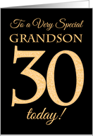 Grandson’s 30th Birthday Chic Gold Lettering on Black card