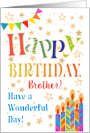 Brother’s Birthday with Stars Bunting and Candles card