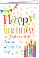 Sister in Law’s Birthday with Stars Bunting and Candles card
