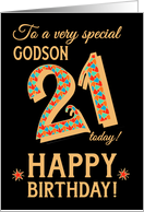 For Godson 21st Birthday with Bright Patterns on Black card