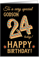 For Godson 24th Birthday with Bright Patterns on Black card
