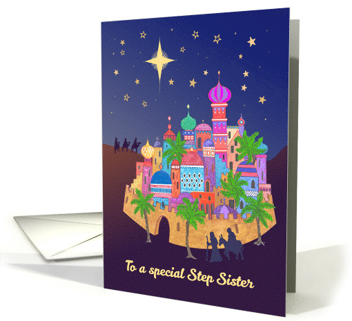 For Stepsister Christmas Joy with Bethlehem and Bright Star card