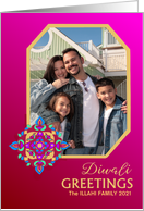 Custom Diwali Greetings Photo Upload with Rangoli Pattern card