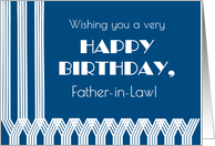 For Father in Law’s Birthday White Art Deco Patterns on Navy card