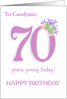 Customized Name 70th Birthday with Lavender and Roses card