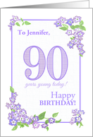 Customized Name 90th Birthday with Mauve Phlox Flowers card