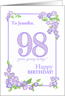 Customized Name 98th Birthday with Mauve Phlox Flowers card