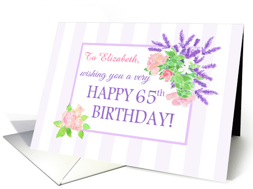 Custom Name 65th Birthday with Summer Flowers card (1705304)