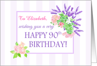 Custom Name 90th Birthday with Summer Flowers card